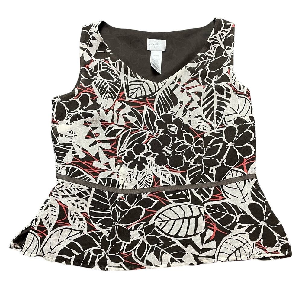 Emma James Petite Floral Top‎ Blouse Petite Size 8 Side Zip Lined